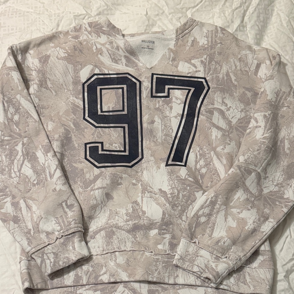 Hollister women’s camouflage Sweatshirt with Navy “97”